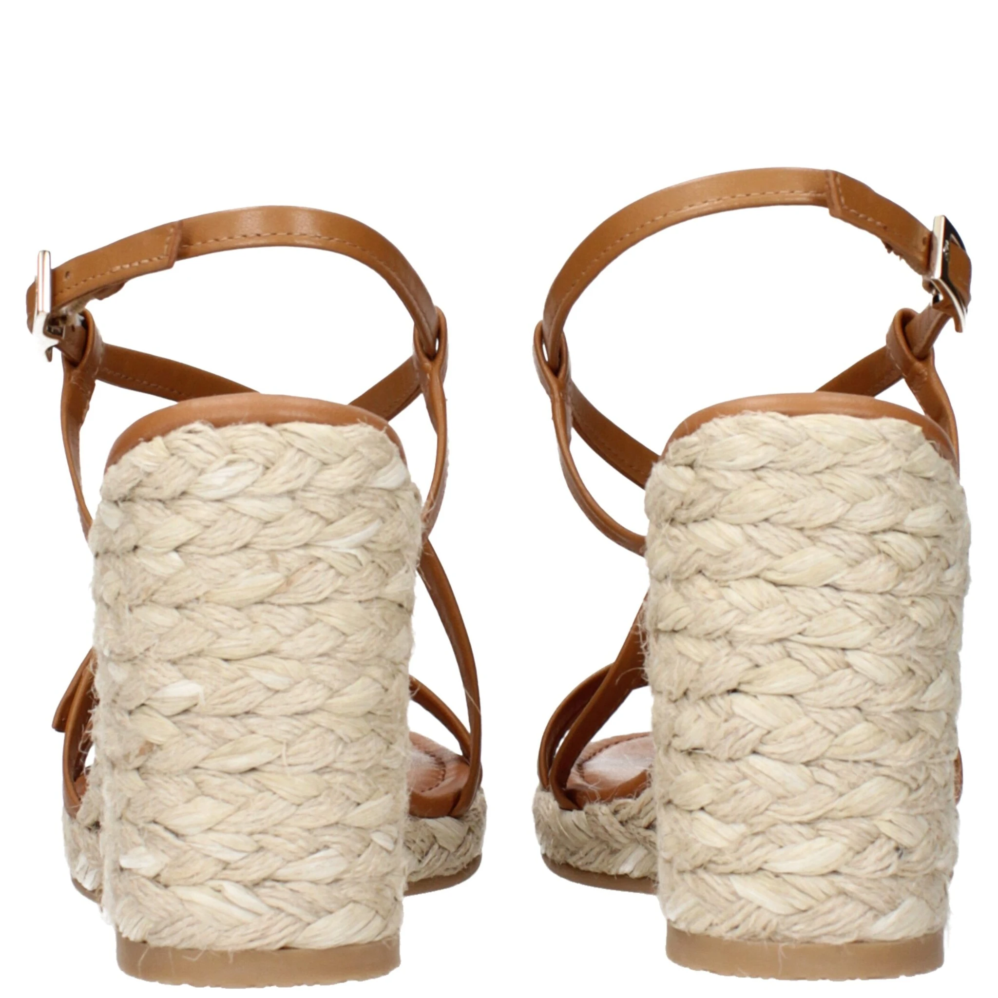 Brown Leather Wedge Sandals