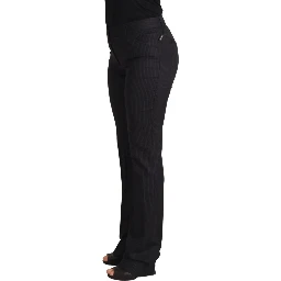 Black Stripes Mid Waist Trouser Pants