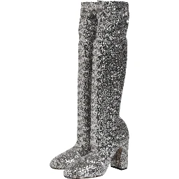 Shoes Silver Sequins Glitter High Heel Boot Shoes