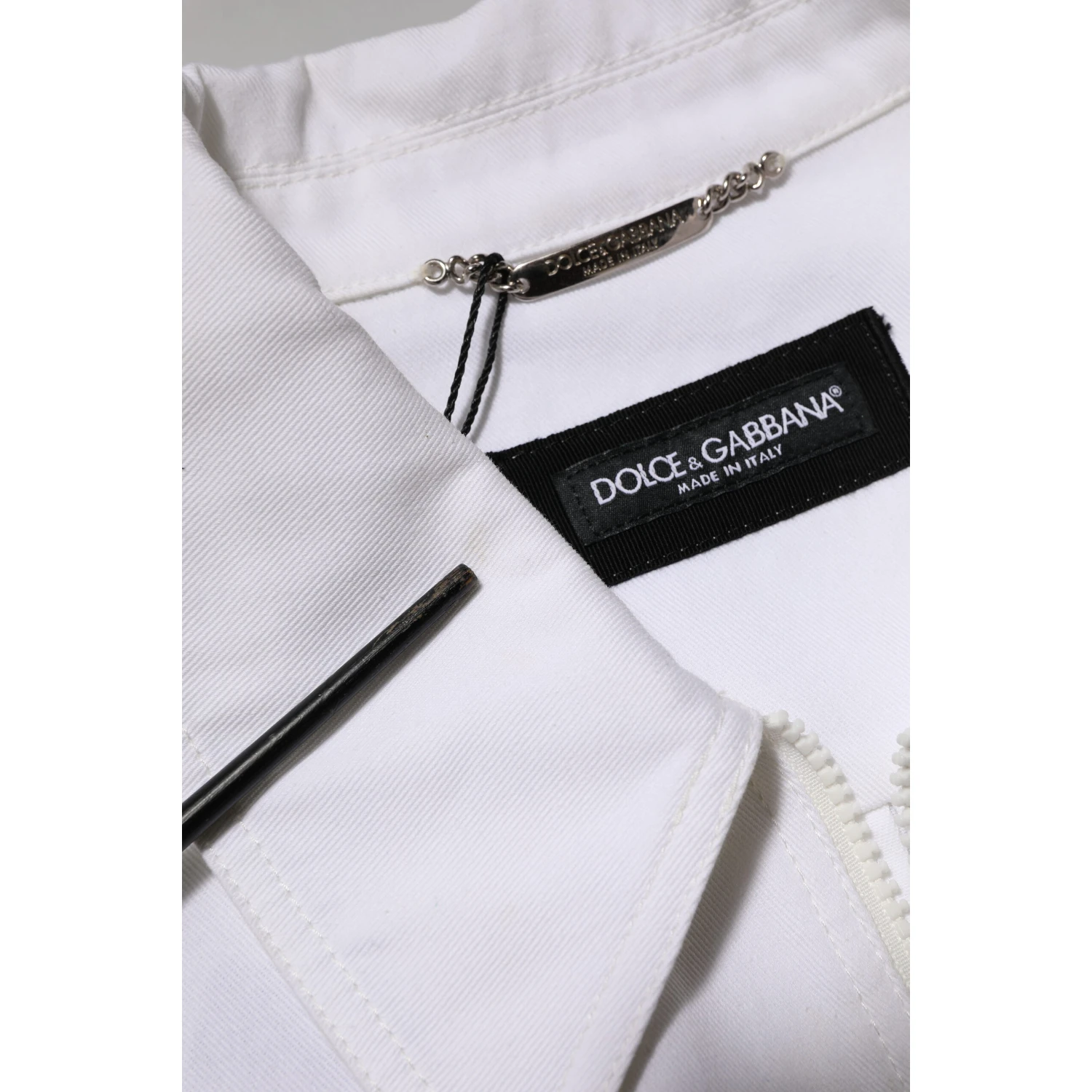 White Barcode Patch Utility Zip Jumpsuit Pants