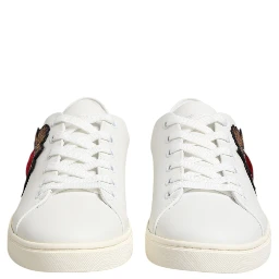 White Leather Sacre Heart Patch Sneakers  Shoes