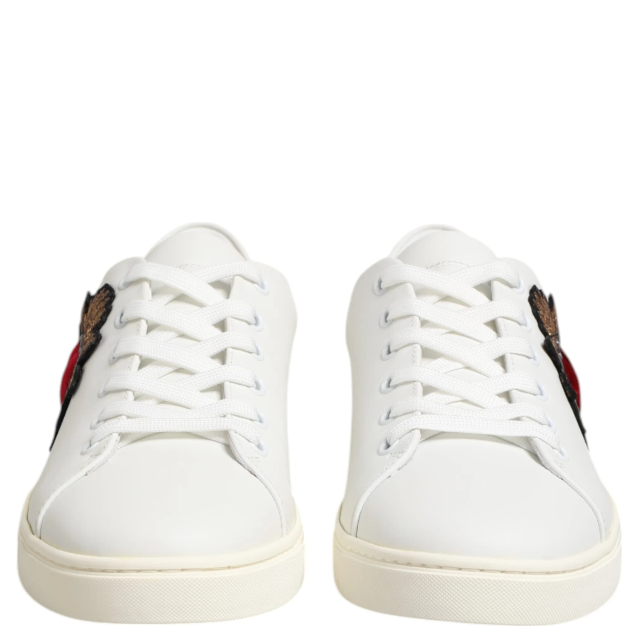White Leather Sacre Heart Patch Sneakers  Shoes
