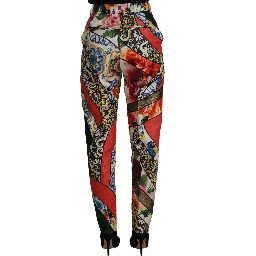 Multicolor Patchwork Jacquard High Waist Pants