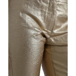 Gold High Waist Skinny Women Metallic Pants