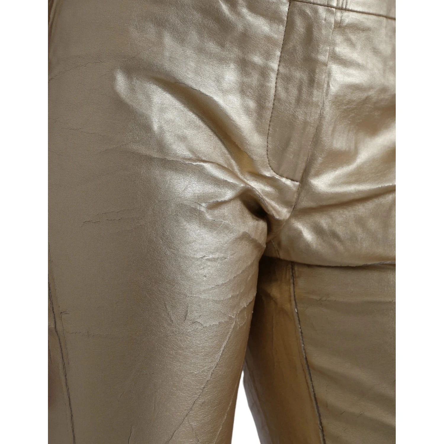 Gold High Waist Skinny Women Metallic Pants