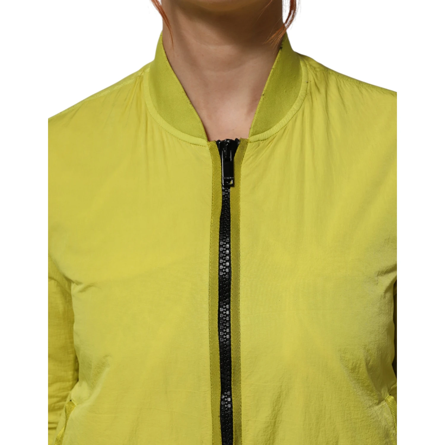Yellow Polyamide Zipper Bomber Women’s Jacket