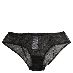 Black Sheer Mesh Lace Polka Dot Logo Underwear