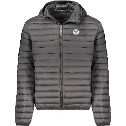 Black Polyester Men Jacket
