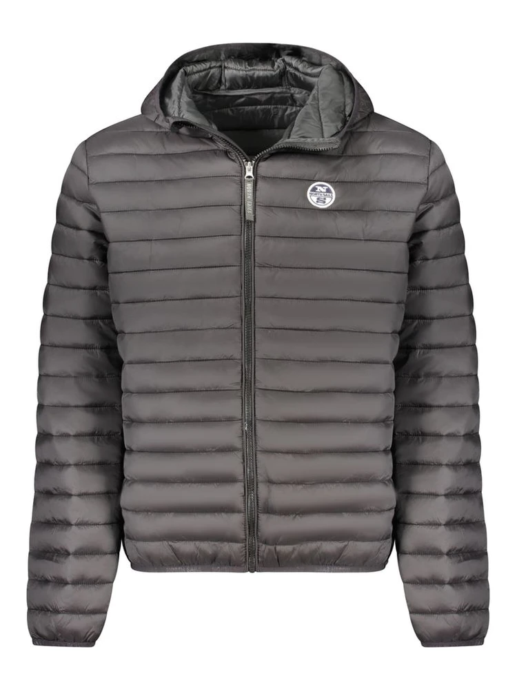 Black Polyester Men Jacket