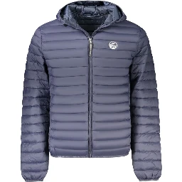 Blue Polyester Men Jacket