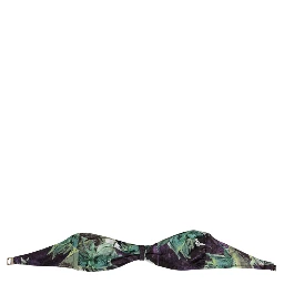 Purple Green Leaf Print Bandeau Swimwear Underwear