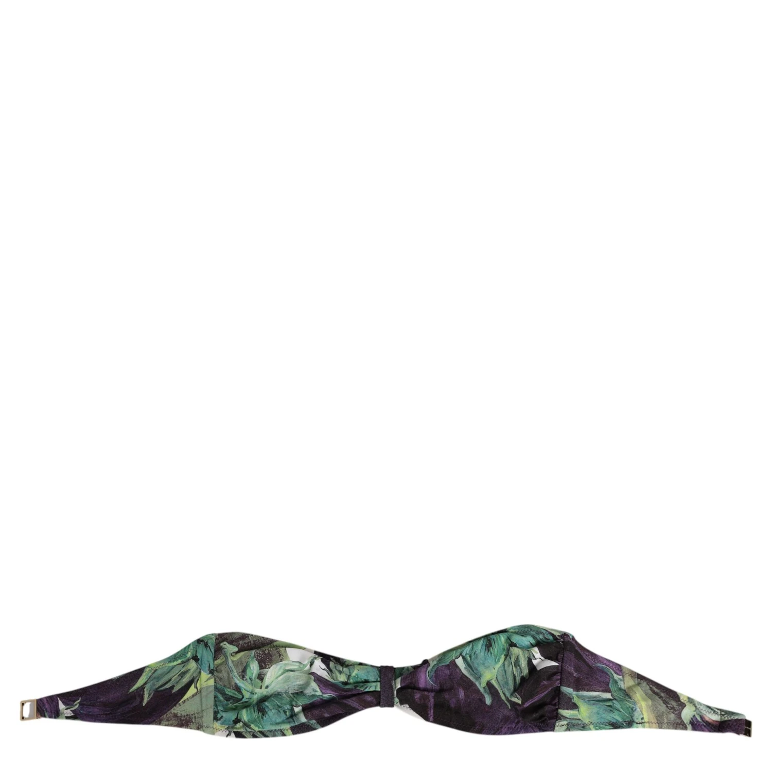 Purple Green Leaf Print Bandeau Swimwear Underwear