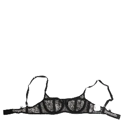 Black Floral Lace Sheer Underwire Bra Underwear