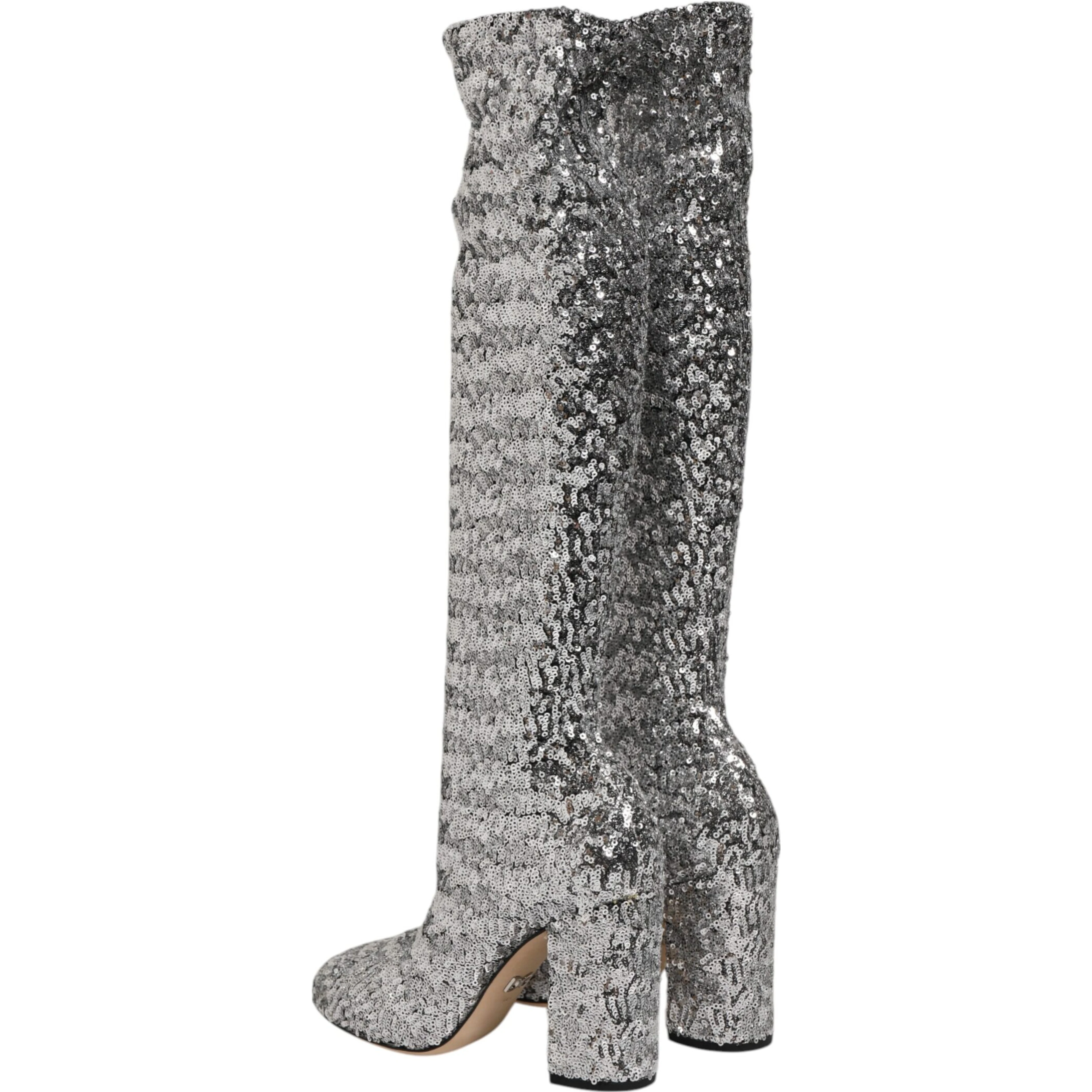 Shoes Silver Sequins Glitter High Heel Boot Shoes