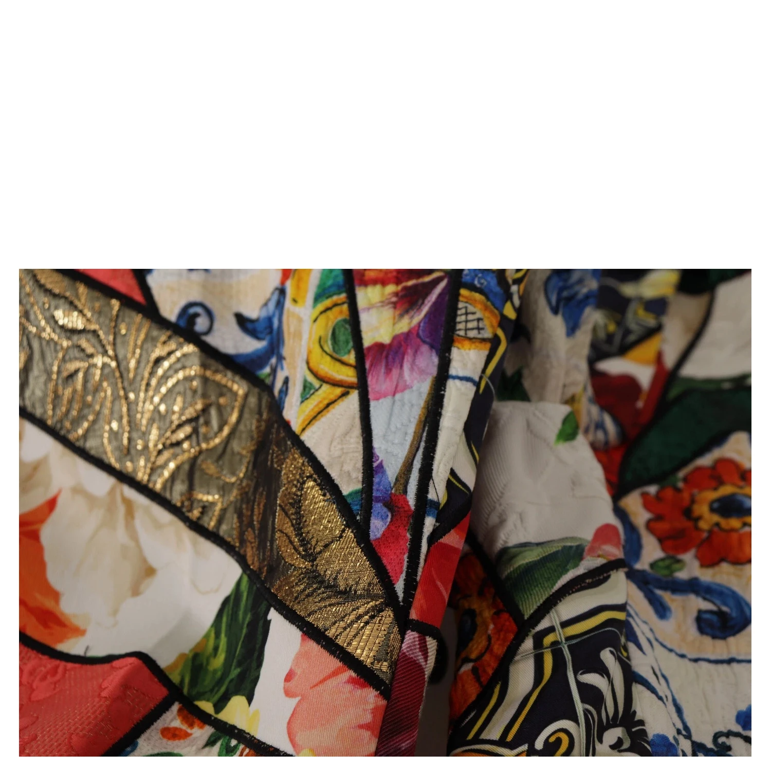 Multicolor Patchwork Jacquard High Waist Pants