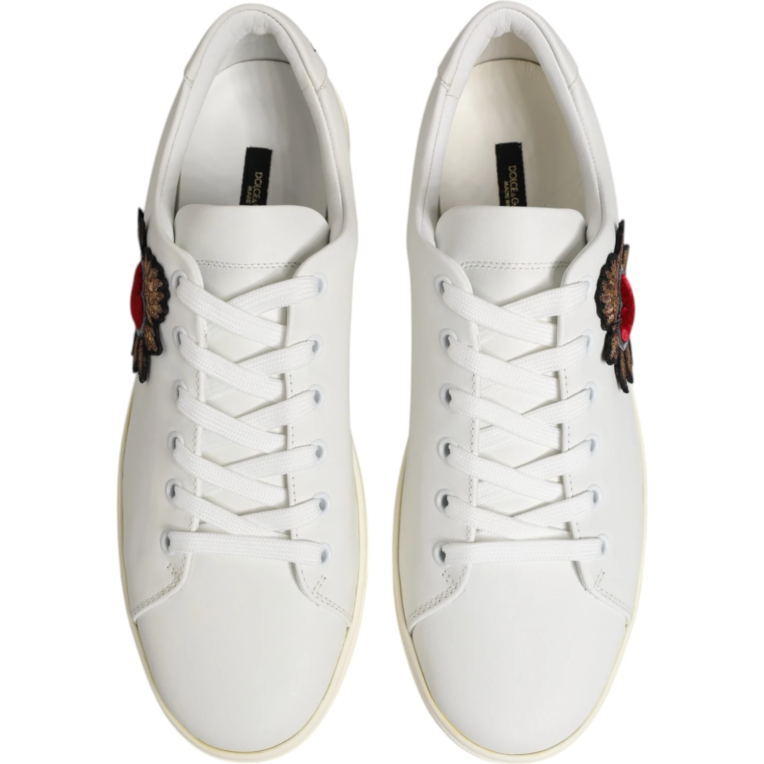 White Leather Sacre Heart Patch Sneakers Shoes