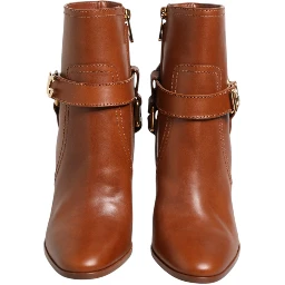 Brown Leather DG Logo Buckle Ankle Boots Shoes