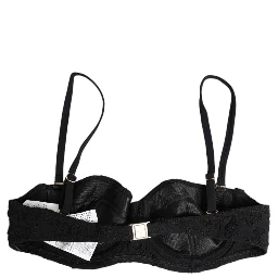 Black Polyester Embroidered Underwire Bra Underwear