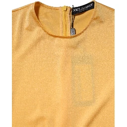 Gold Yellow Stretch Long Sleeve Bodysuit Dress