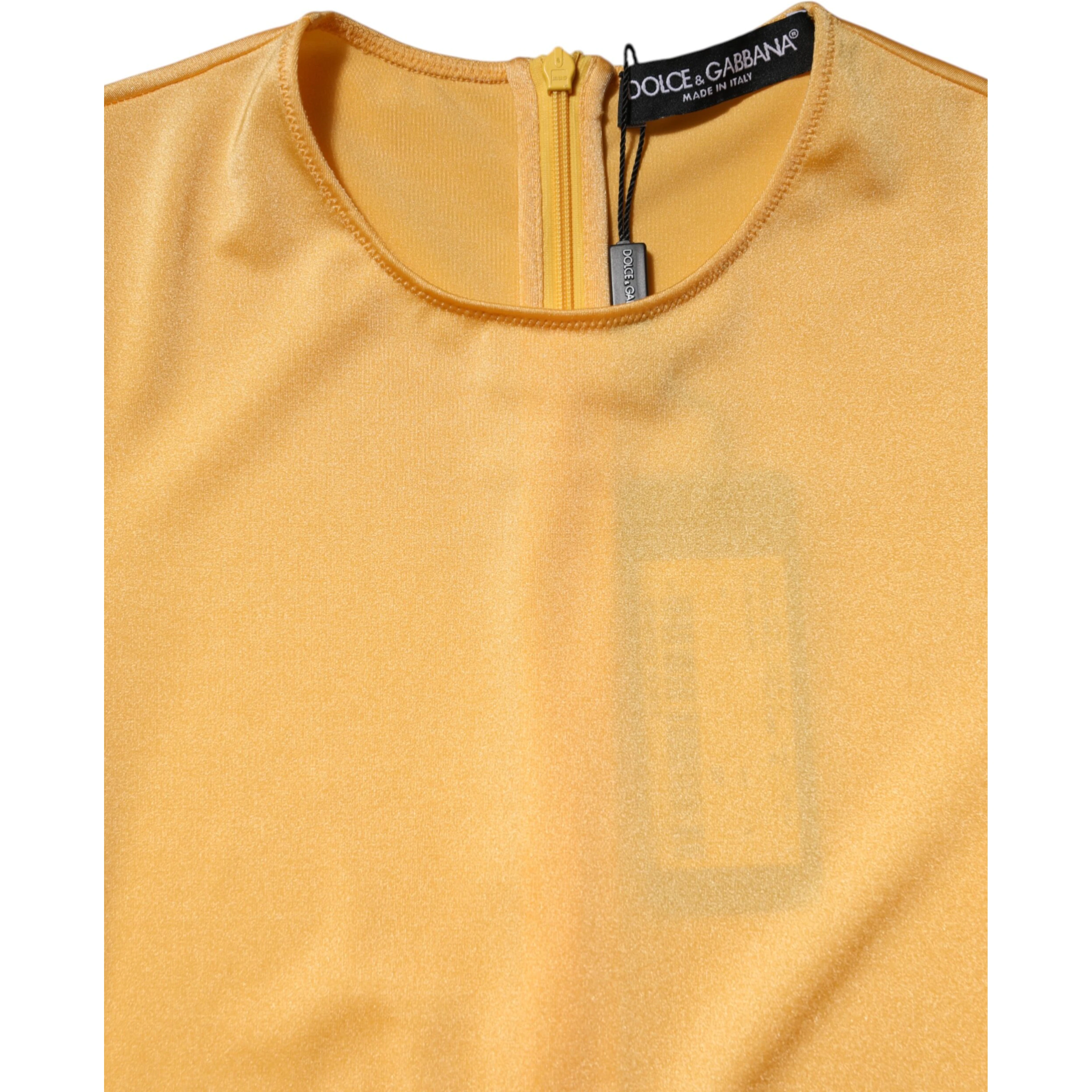Gold Yellow Stretch Long Sleeve Bodysuit Dress