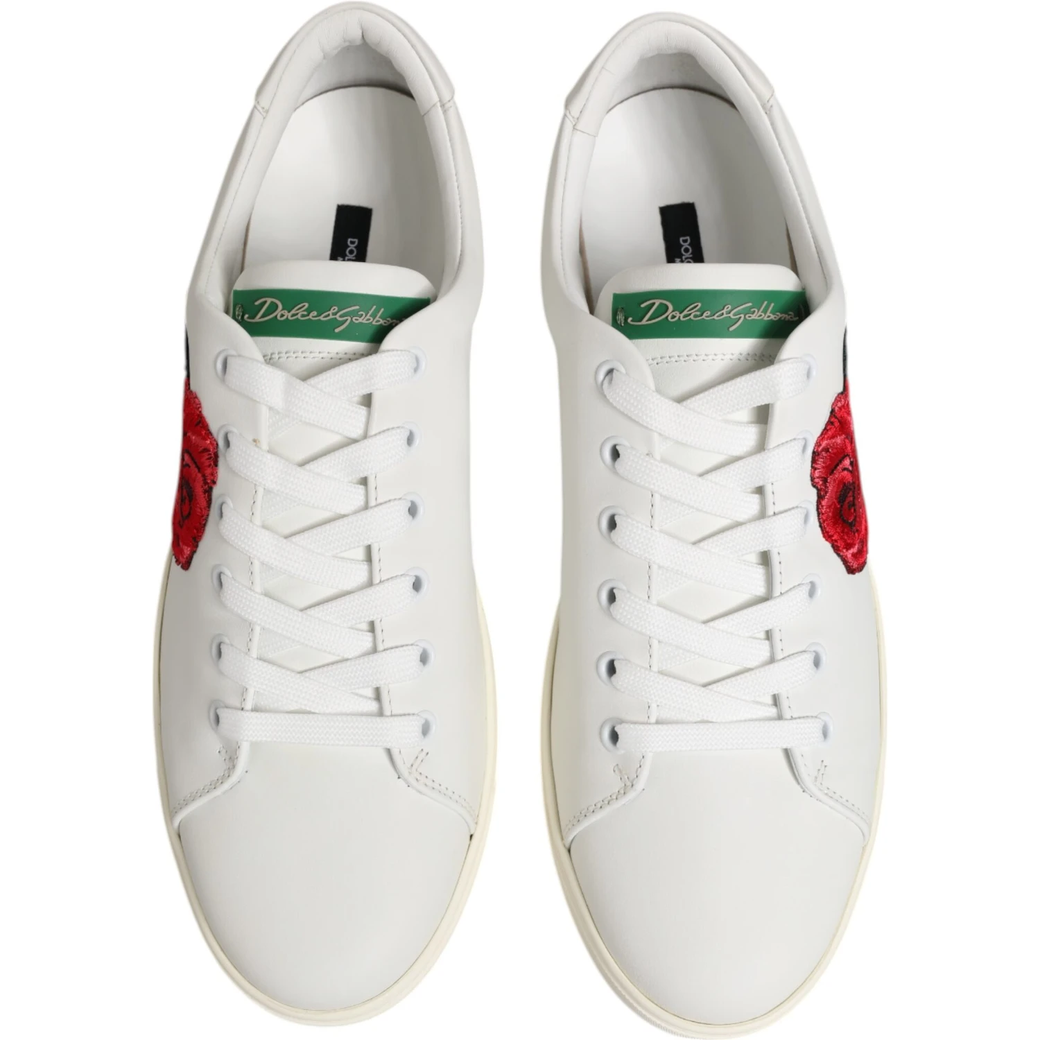 White Leather Rose Embroidery Low-Top  Shoes