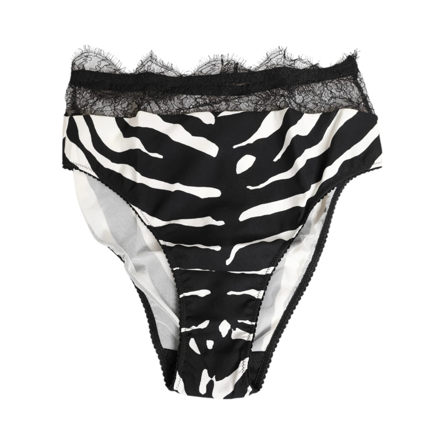 Black White Zebra Print Lace Trim High Underwear