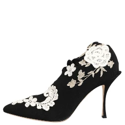 Black White Embroidered Jersey Stiletto Boots Shoes