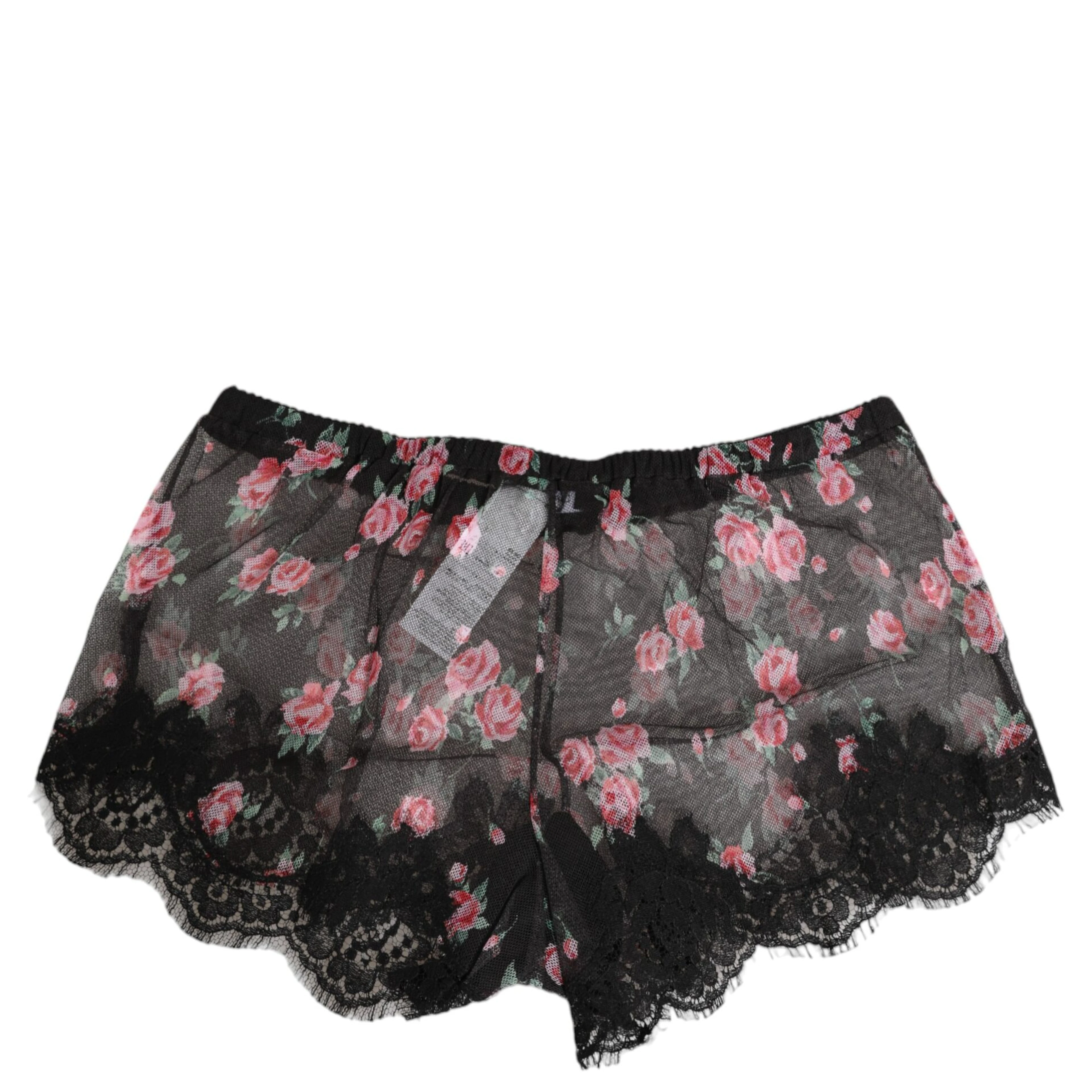 Black Pink Floral Lace Mesh Lingeri Underwear