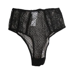Black Lace Polka Dot Mesh High Waist Underwear