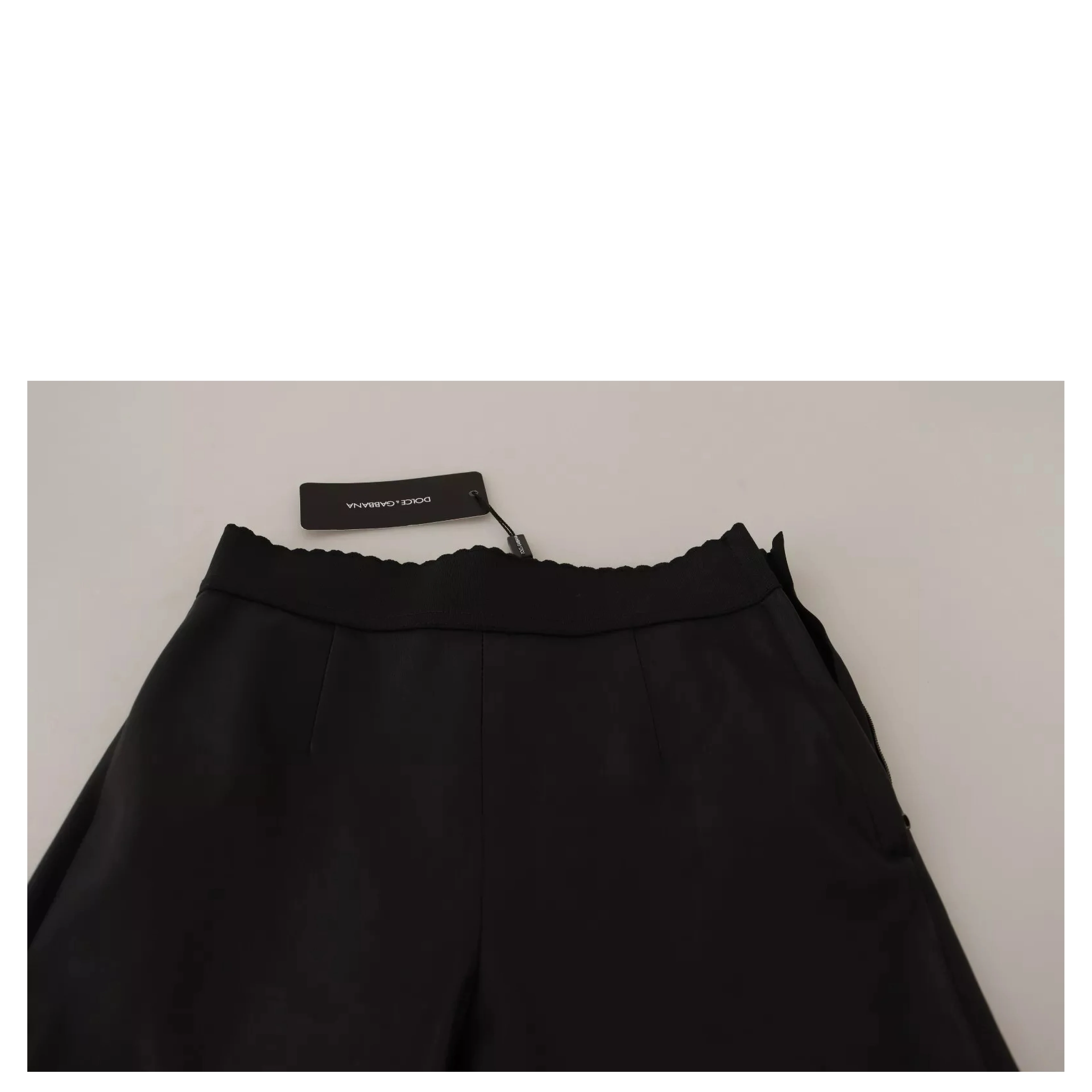 Black Leather Elastic Waist Trouser Pants