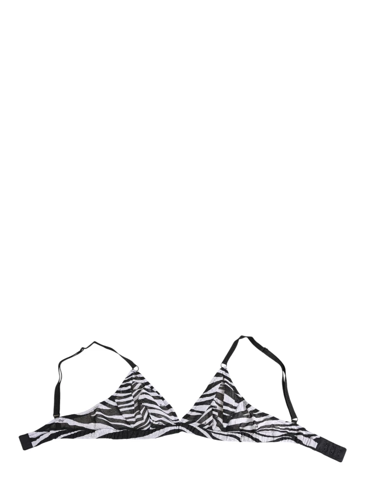 Black White Zebra Print Sheer Mesh Bralette Underwear