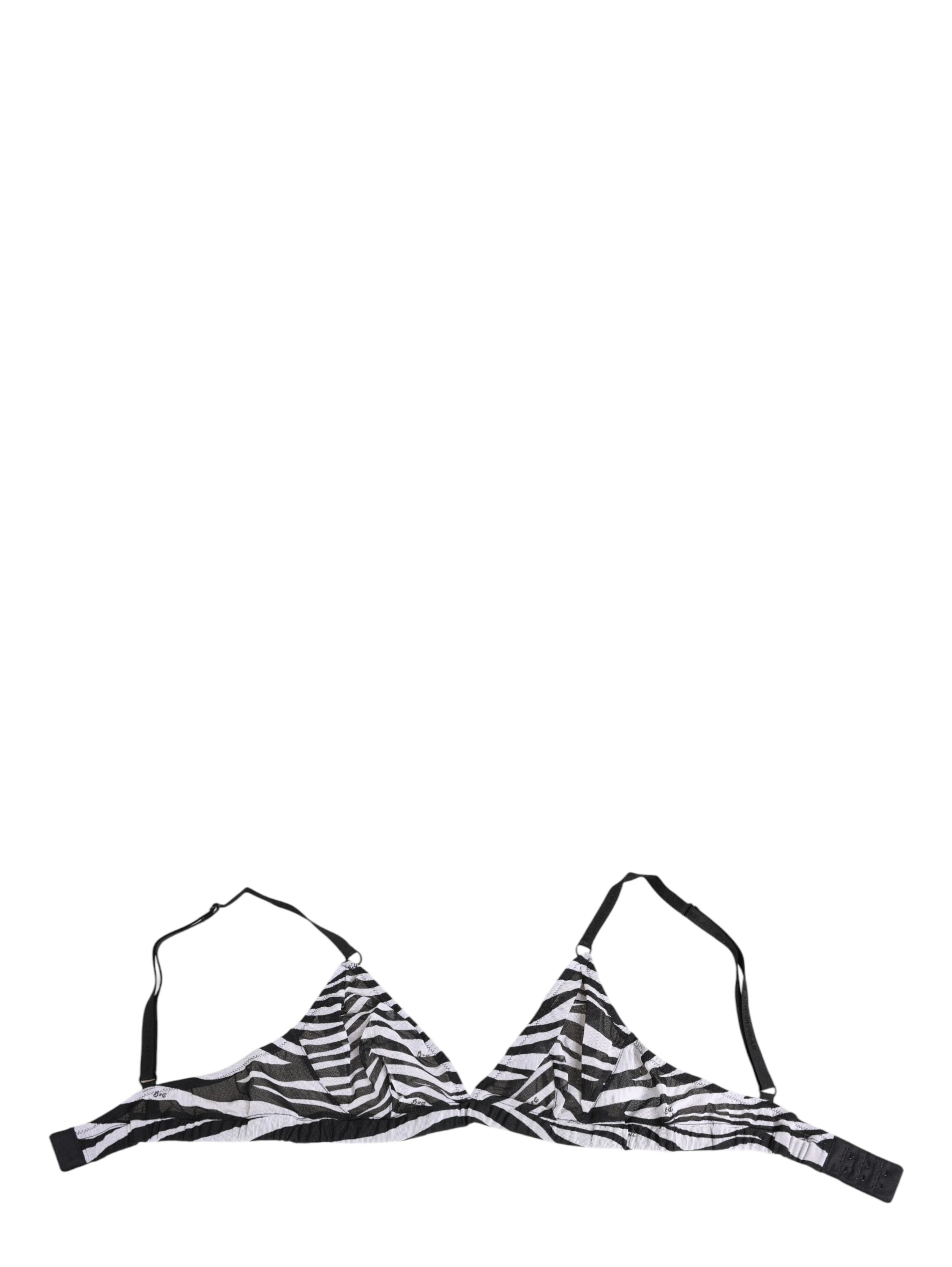 Black White Zebra Print Sheer Mesh Bralette Underwear
