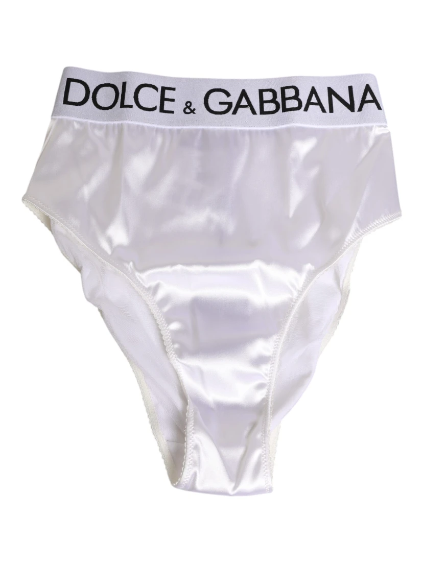 White Satin High-Waist Brief Logo Women Underwear