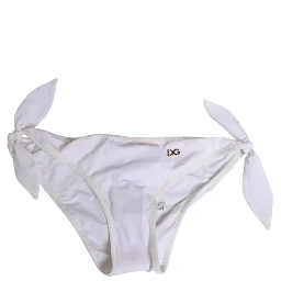 White Side Tie Logo Bikini Bottom Underwear