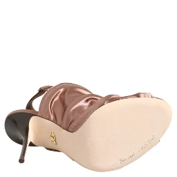Bronze Satin Ruched Slingback Sandals Shoes