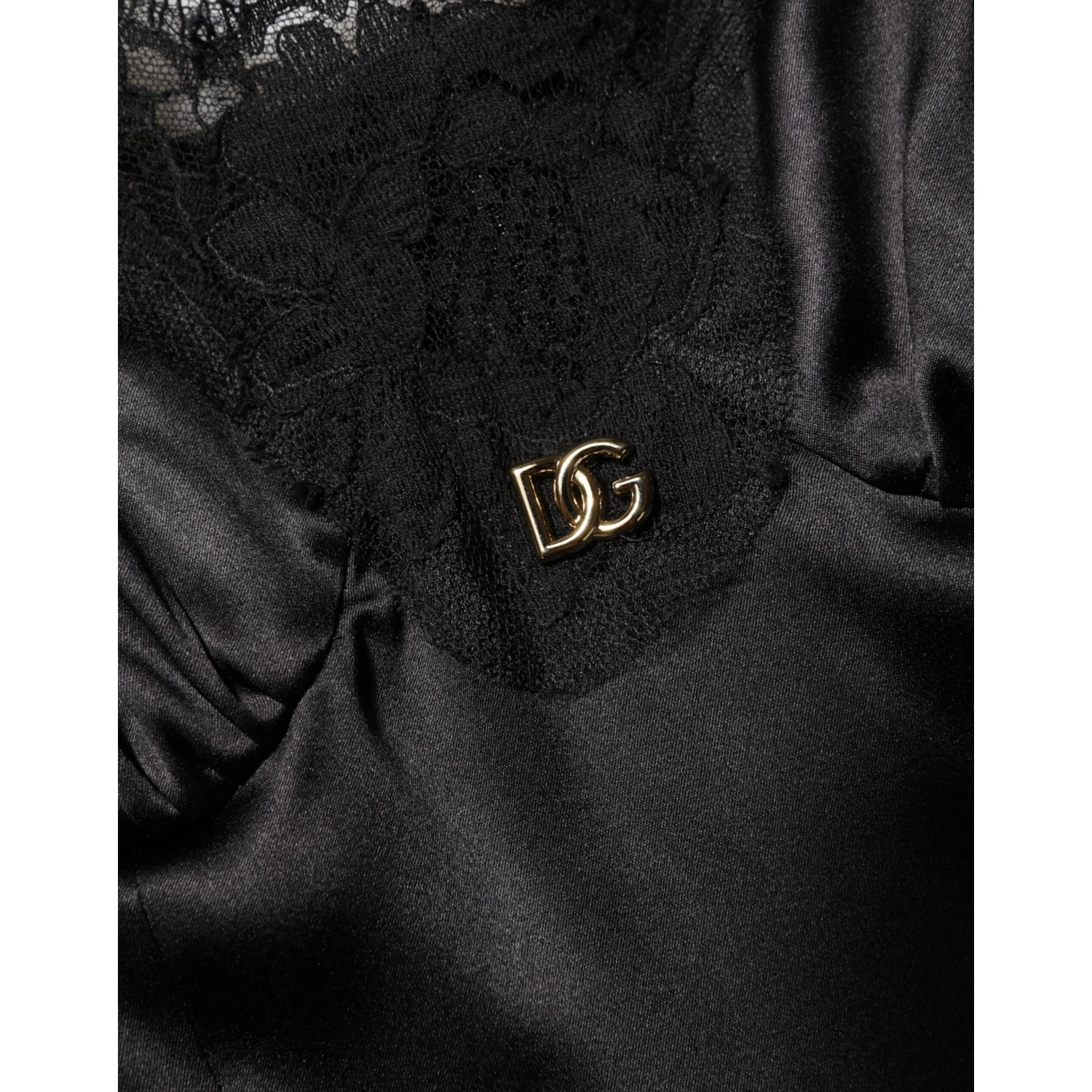 Black Silk Blend Lace Trim Sleeveless Mini Dress