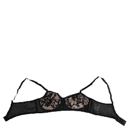 Black Nude Floral Lace Sheer Bra Underwear
