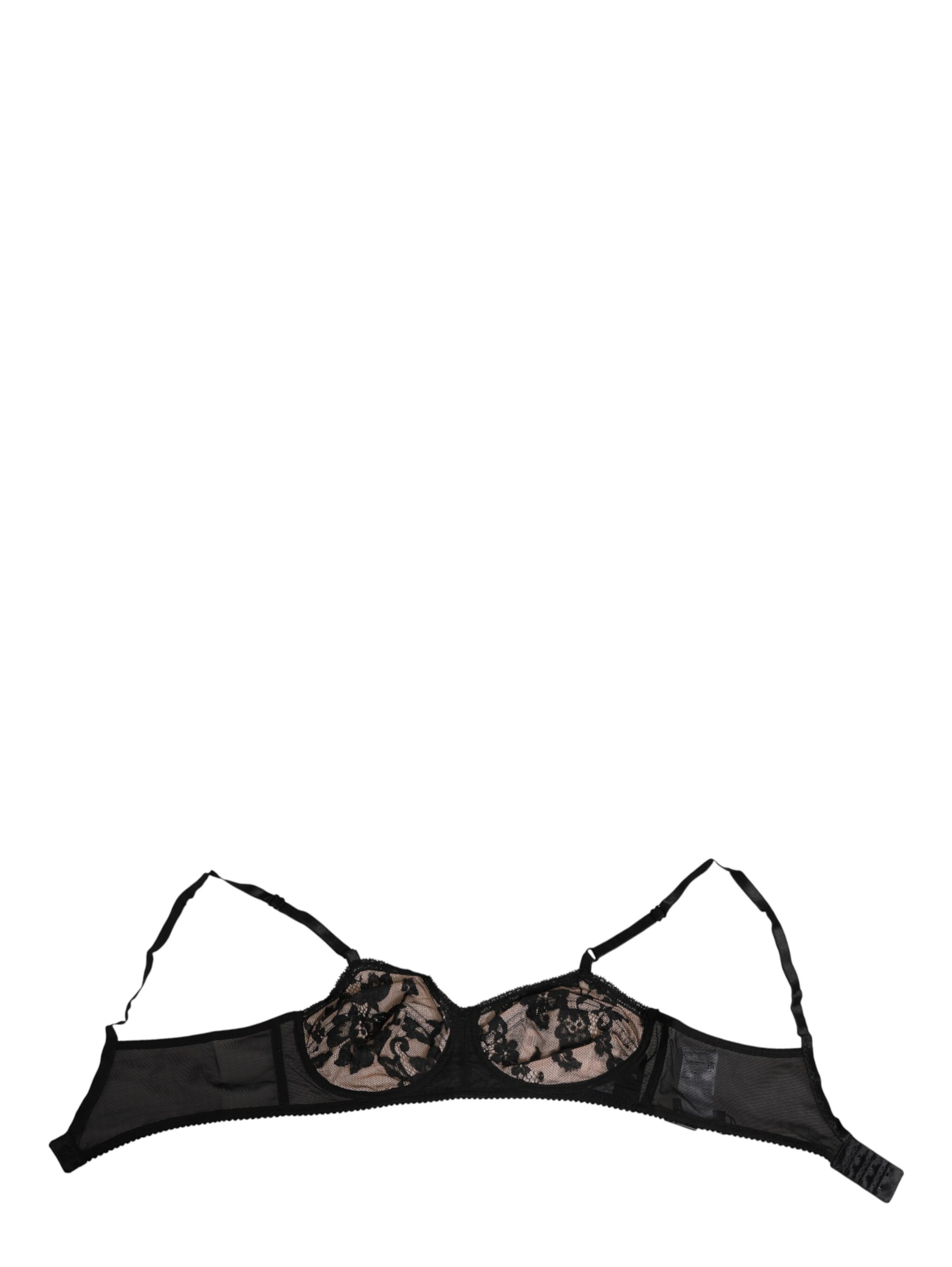 Black Nude Floral Lace Sheer Bra Underwear
