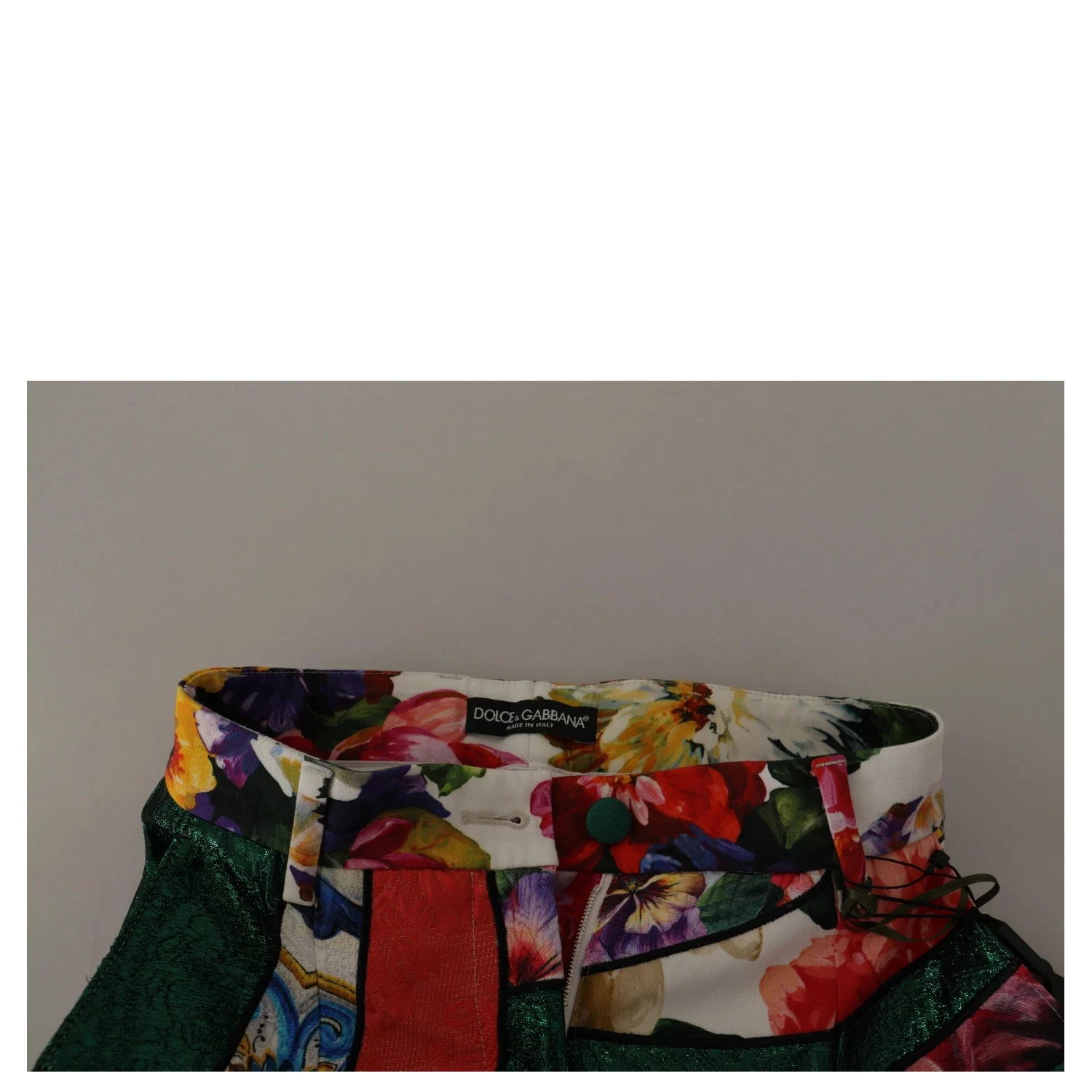 Multicolor Patchwork Jacquard High Waist Pants
