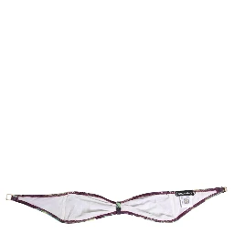 Purple Green Leaf Print Bandeau Swimwear Underwear