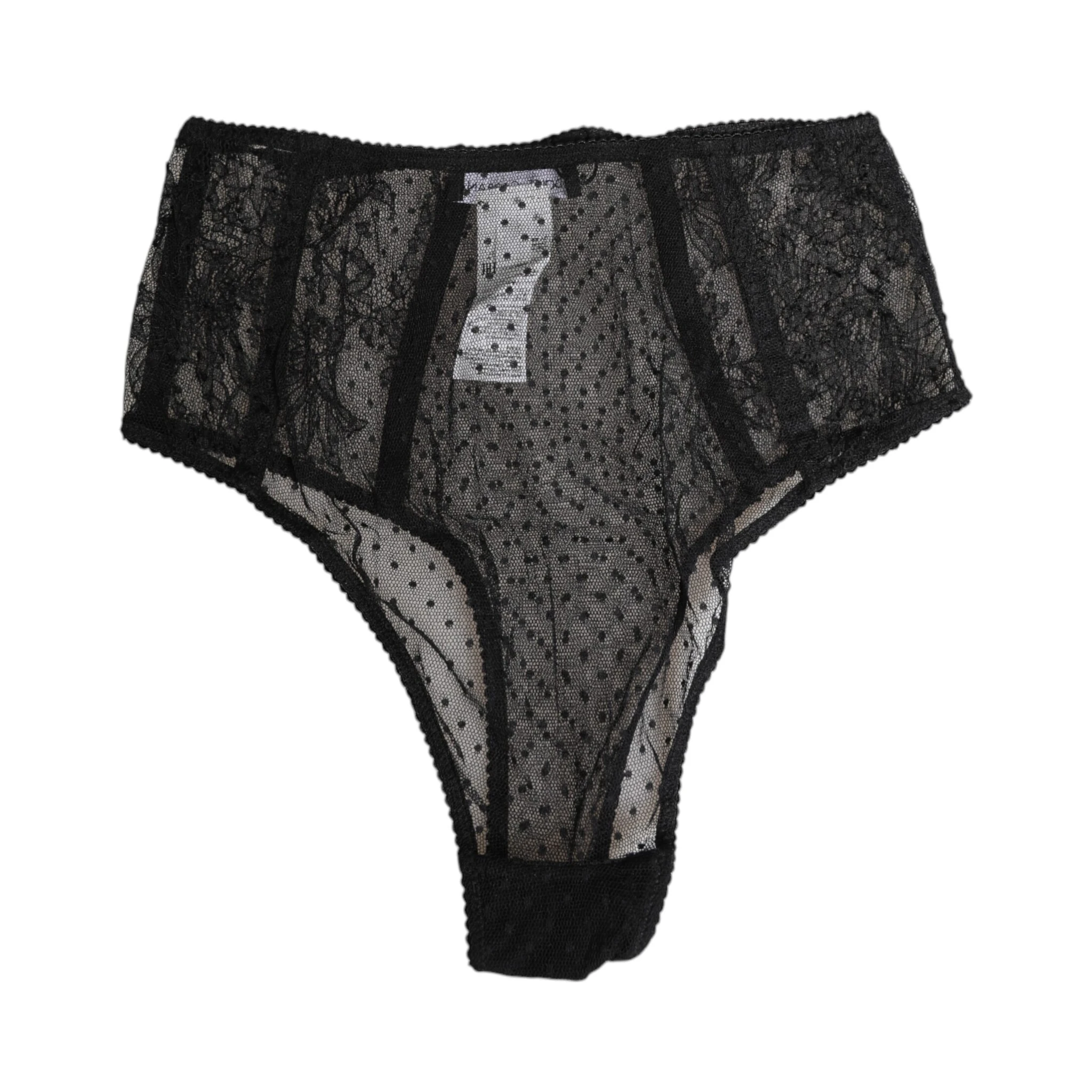 Black Lace Polka Dot Mesh High Waist Underwear