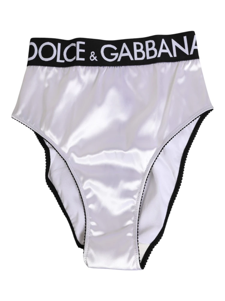 White Satin High-Waist Black Logo Women Underwear alternative