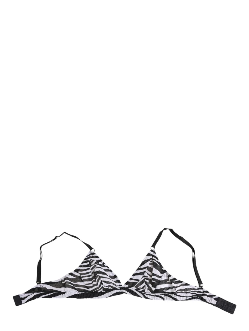 Black White Zebra Print Sheer Mesh Bralette Underwear
