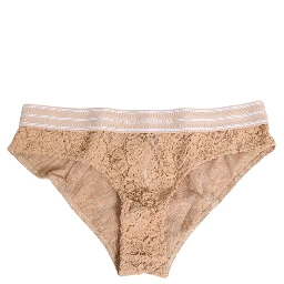Beige Lace Brasiliano Briefs Logo Waistband Underwear