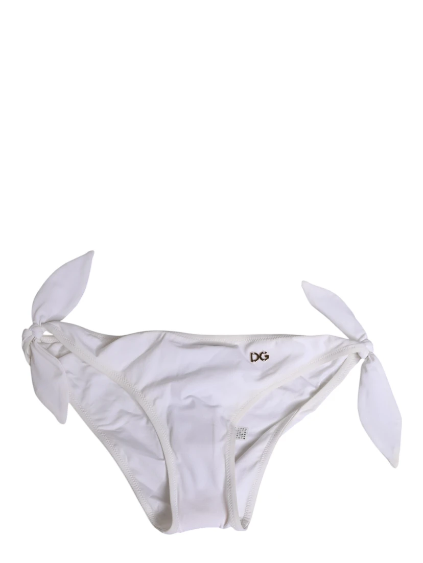 White Side Tie Logo Bikini Bottom Underwear