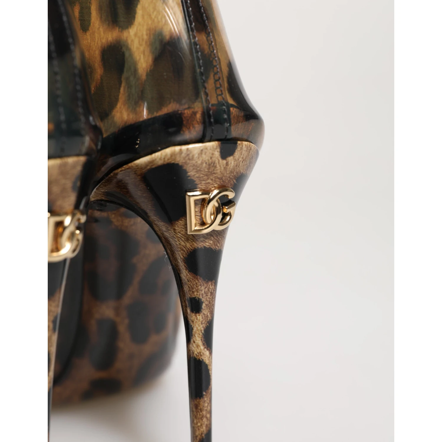 Leopard Print PVC Pointed Toe Boots Shoes