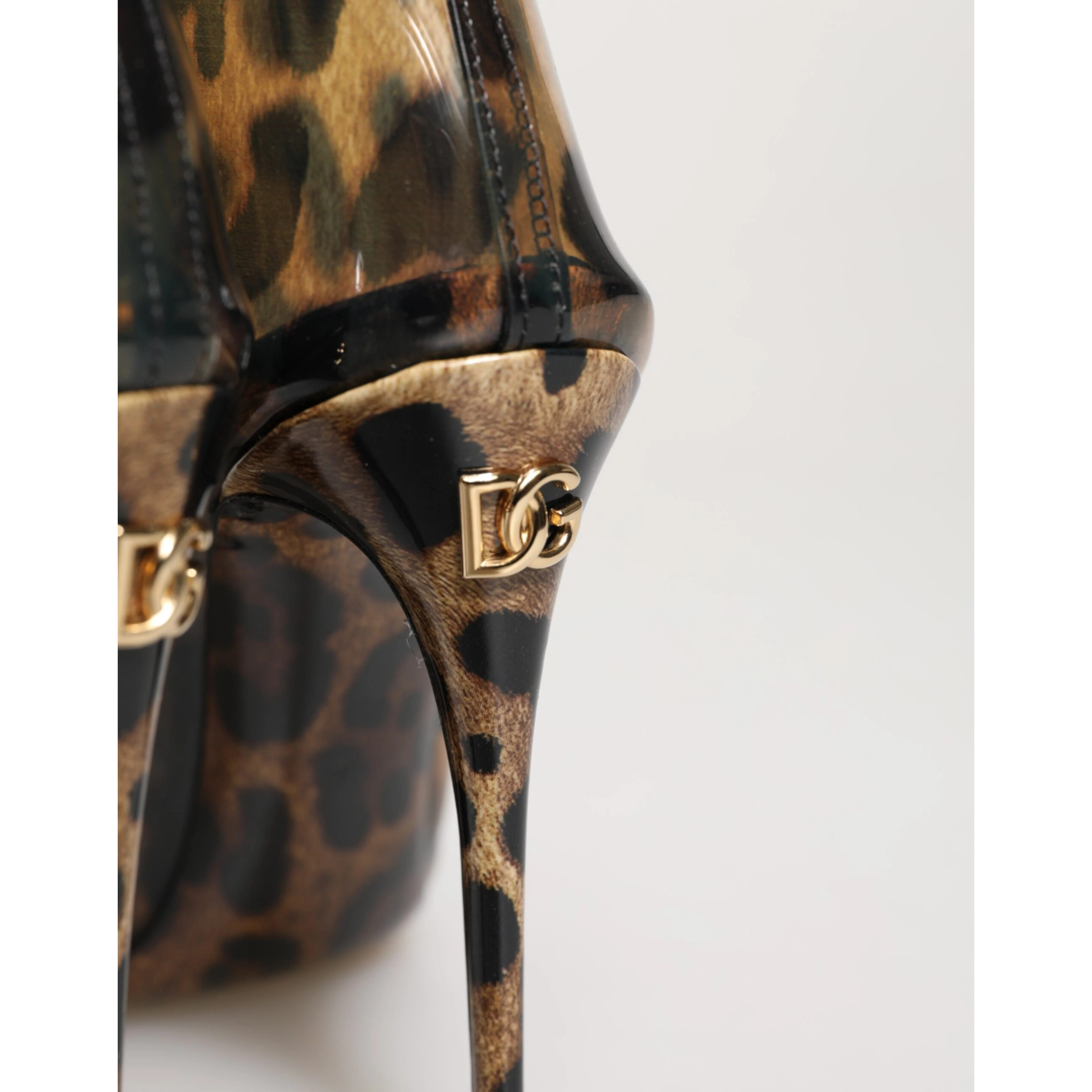 Leopard Print PVC Pointed Toe Boots Shoes