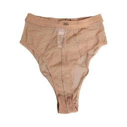 Beige Sheer Mesh High Waist Briefs Underwear