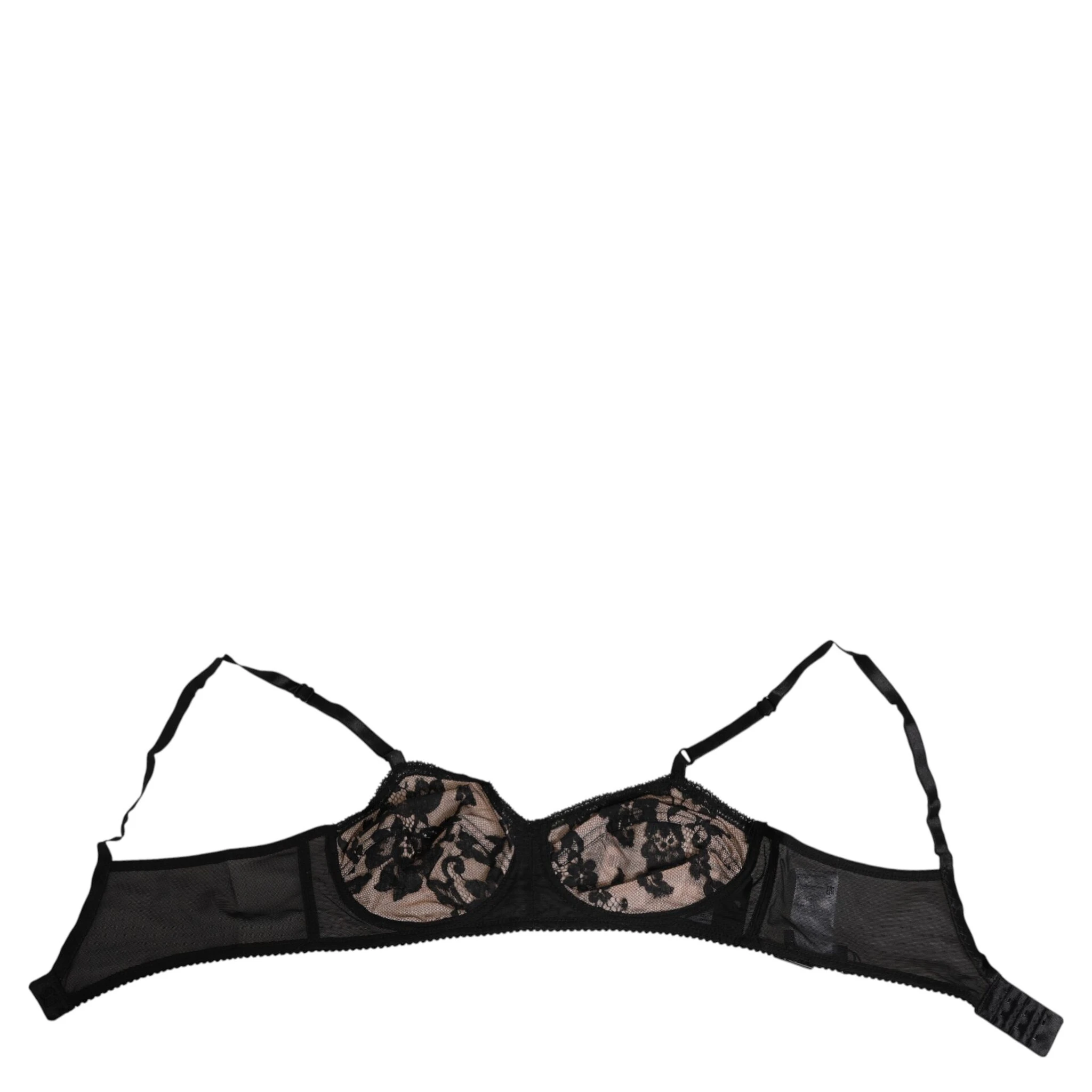 Black Nude Floral Lace Sheer Bra Underwear