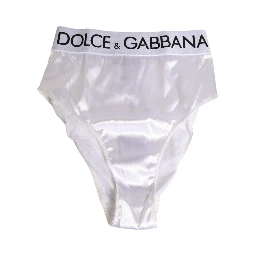 White Satin High-Waist Brief Logo Women Underwear